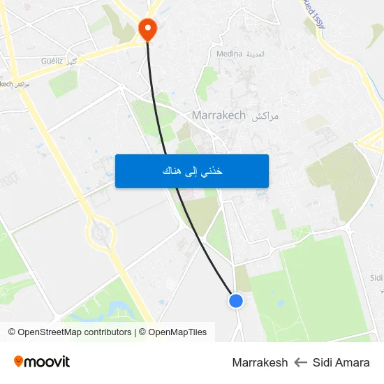 Sidi Amara to Marrakesh map