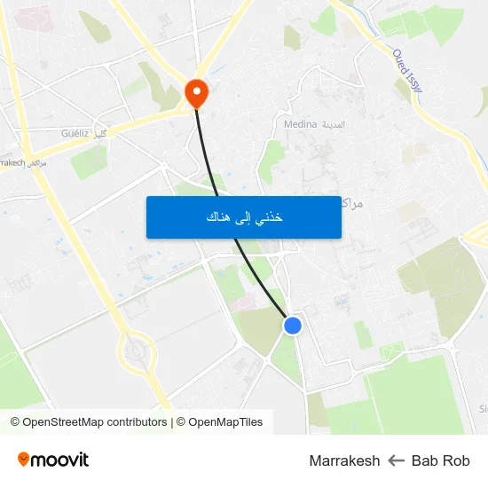 Bab Rob to Marrakesh map