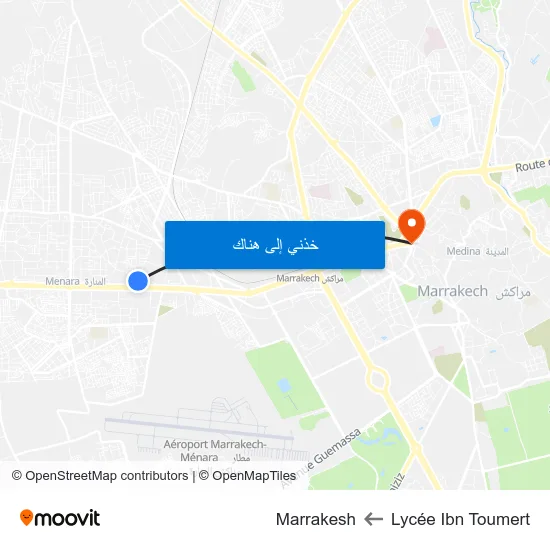 Lycée Ibn Toumert to Marrakesh map