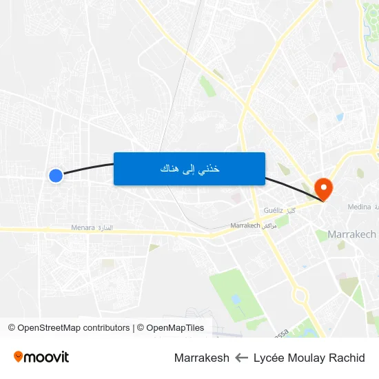Lycée Moulay Rachid to Marrakesh map