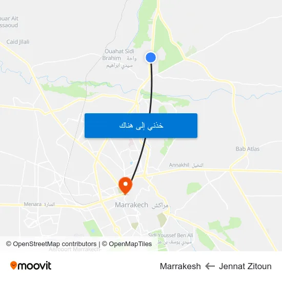 Jennat Zitoun to Marrakesh map
