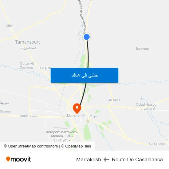 Route De Casablanca to Marrakesh map