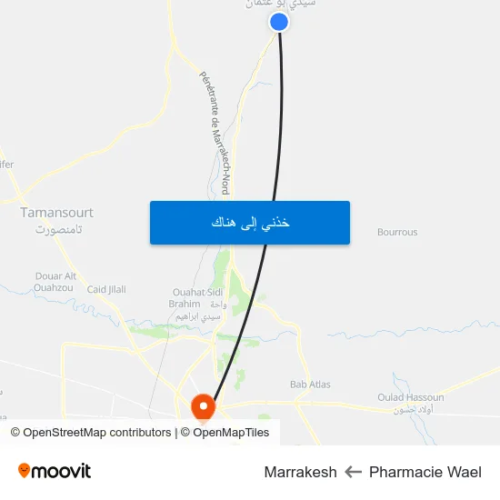 Pharmacie Wael to Marrakesh map