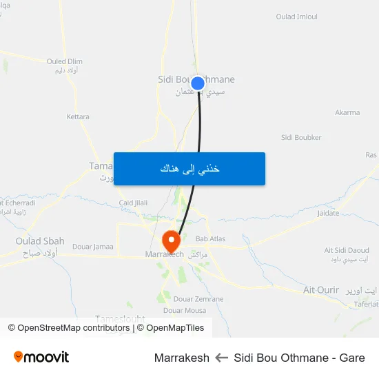Sidi Bou Othmane - Gare to Marrakesh map