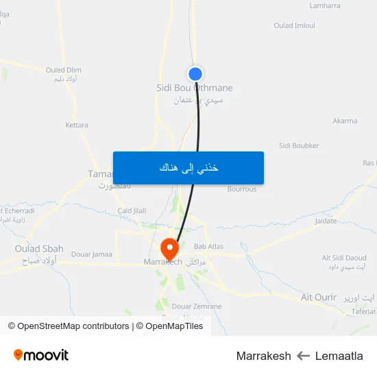 Lemaatla to Marrakesh map