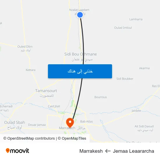 Jemaa Leaararcha to Marrakesh map