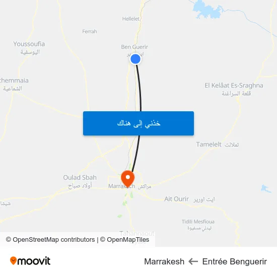Entrée Benguerir to Marrakesh map