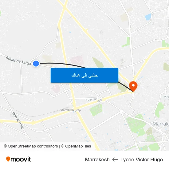 Lycée Victor Hugo to Marrakesh map