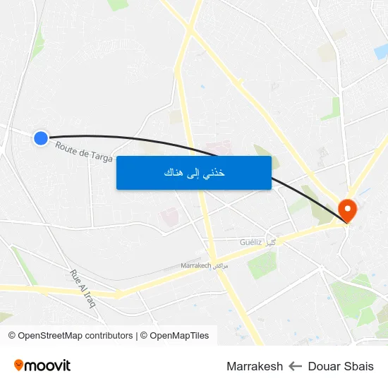 Douar Sbais to Marrakesh map