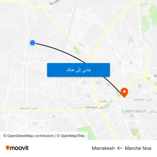 Marché Noa to Marrakesh map