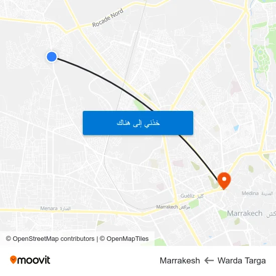 Warda Targa to Marrakesh map