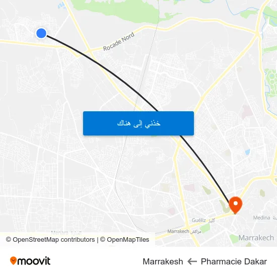 Pharmacie Dakar to Marrakesh map