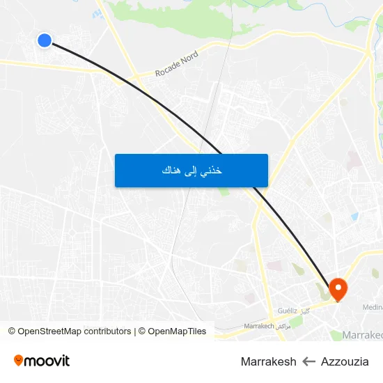 Azzouzia to Marrakesh map