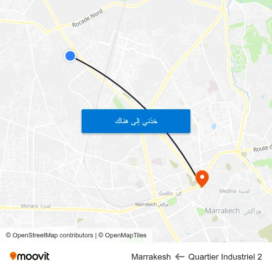 Quartier Industriel 2 to Marrakesh map
