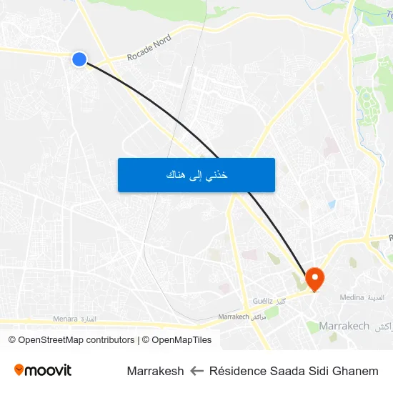 Résidence Saada Sidi Ghanem to Marrakesh map