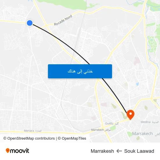 Souk Laawad to Marrakesh map