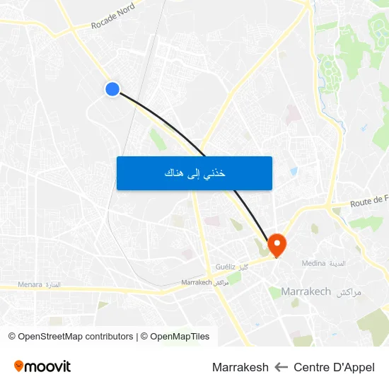 Centre D'Appel to Marrakesh map