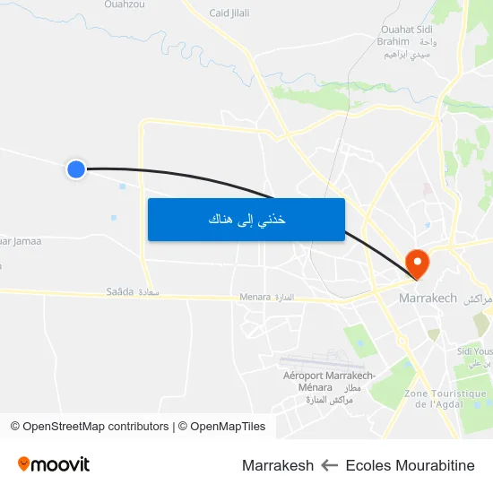 Ecoles Mourabitine to Marrakesh map