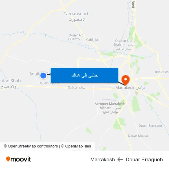Douar Erragueb to Marrakesh map