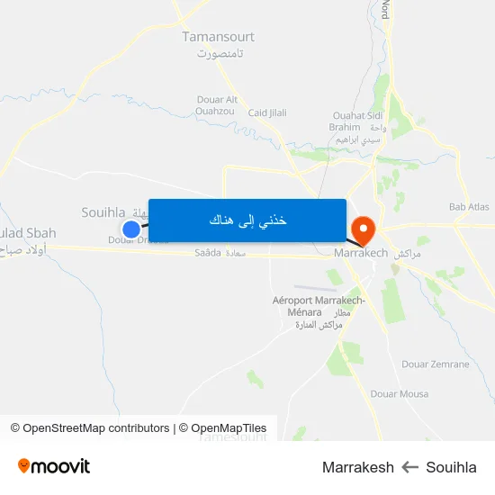 Souihla to Marrakesh map