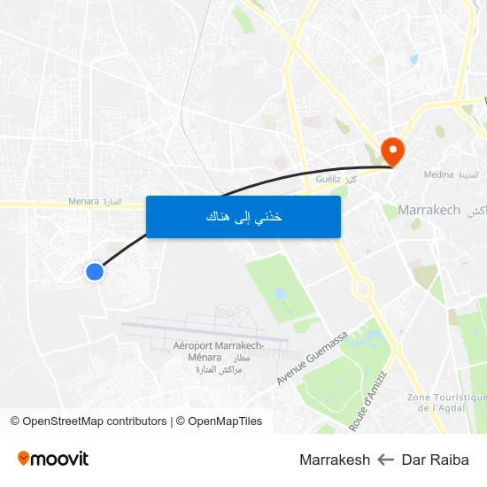 Dar Raiba to Marrakesh map