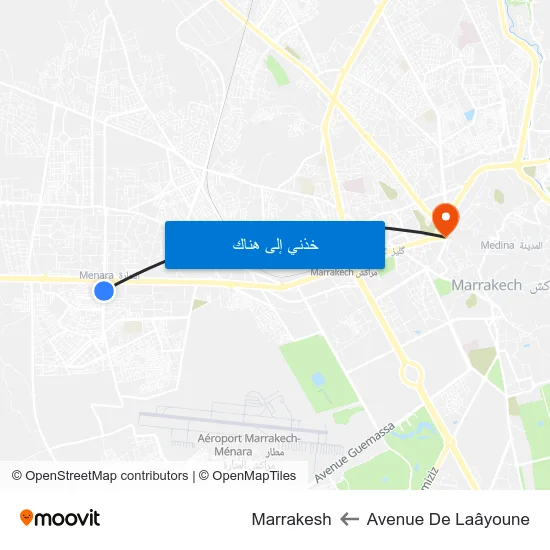 Avenue De Laâyoune to Marrakesh map