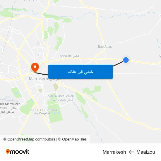 Maaizou to Marrakesh map