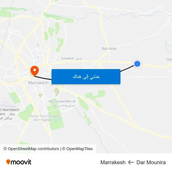 Dar Mounira to Marrakesh map