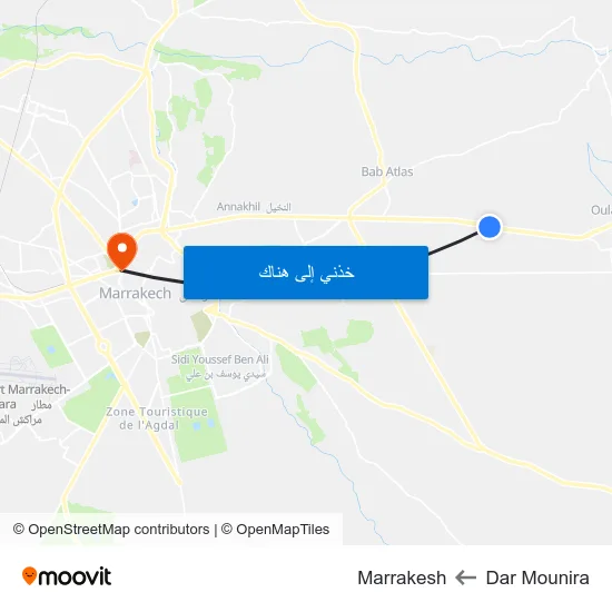 Dar Mounira to Marrakesh map
