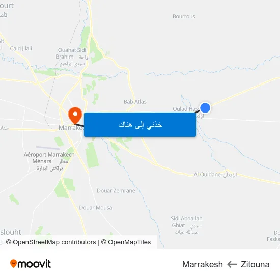 Zitouna to Marrakesh map