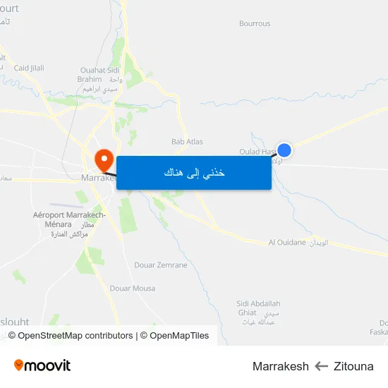 Zitouna to Marrakesh map