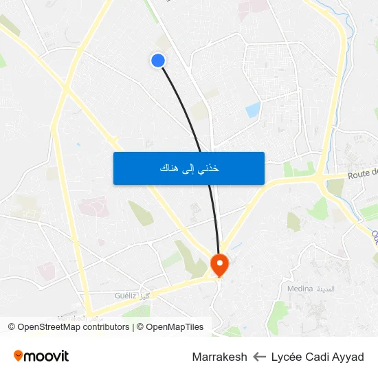 Lycée Cadi Ayyad to Marrakesh map