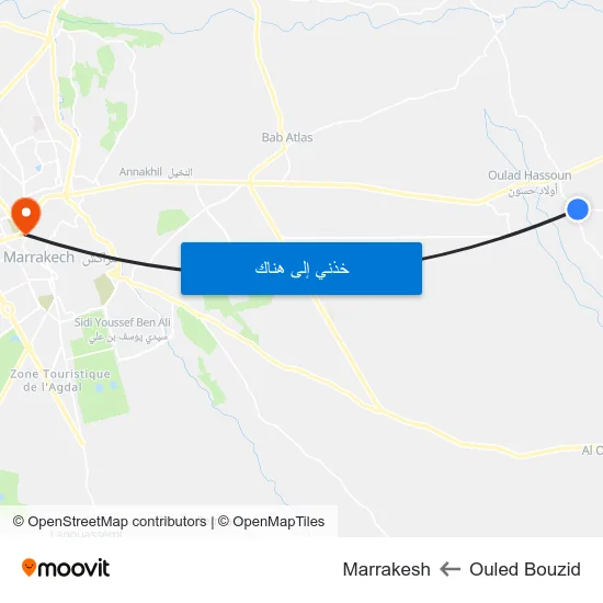 Ouled Bouzid to Marrakesh map