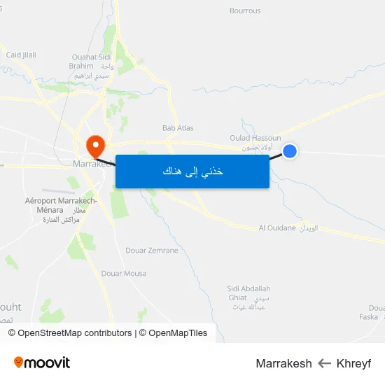 Khreyf to Marrakesh map
