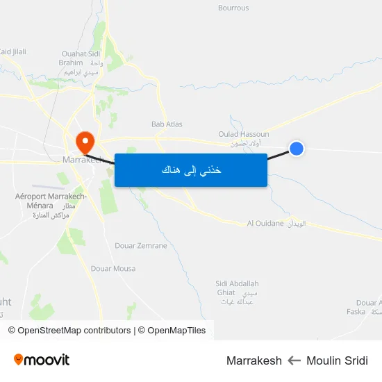 Moulin Sridi to Marrakesh map