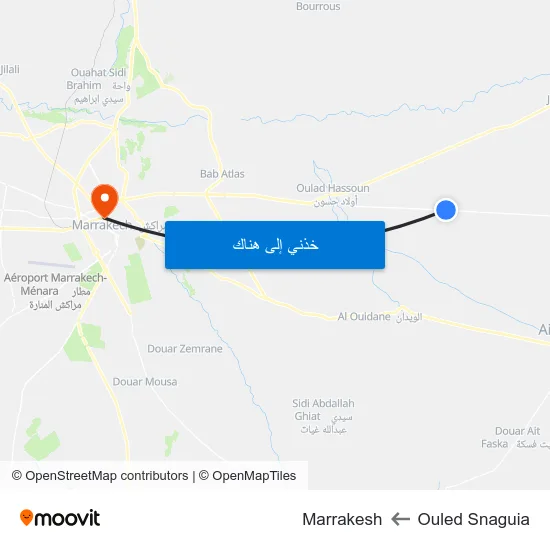 Ouled Snaguia to Marrakesh map