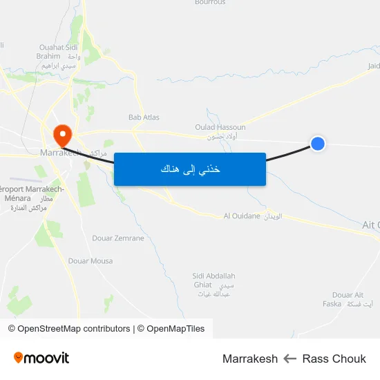 Rass Chouk to Marrakesh map