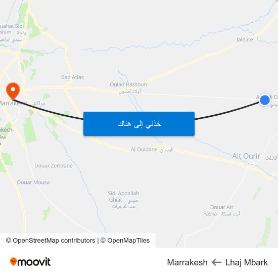 Lhaj Mbark to Marrakesh map