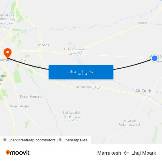 Lhaj Mbark to Marrakesh map