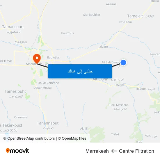 Centre Filtration to Marrakesh map