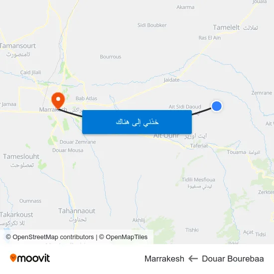 Douar Bourebaa to Marrakesh map