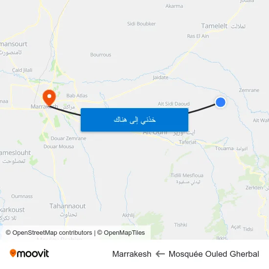 Mosquée Ouled Gherbal to Marrakesh map