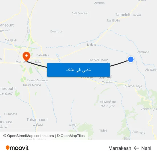 Nahl to Marrakesh map