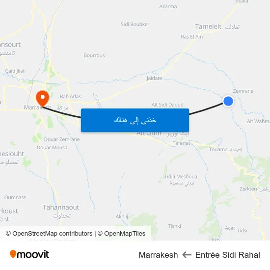 Entrée Sidi Rahal to Marrakesh map