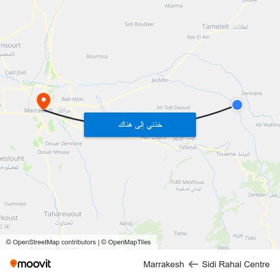 Sidi Rahal Centre to Marrakesh map