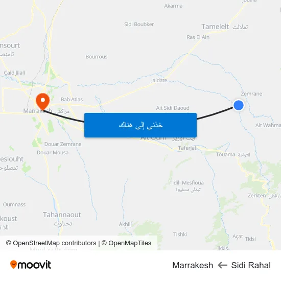 Sidi Rahal to Marrakesh map