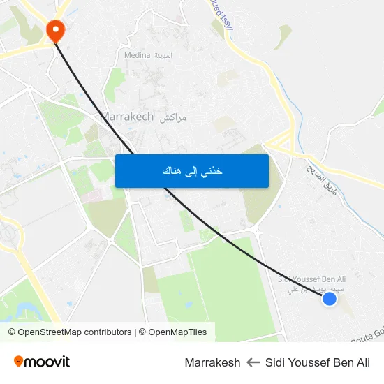 Sidi Youssef Ben Ali to Marrakesh map