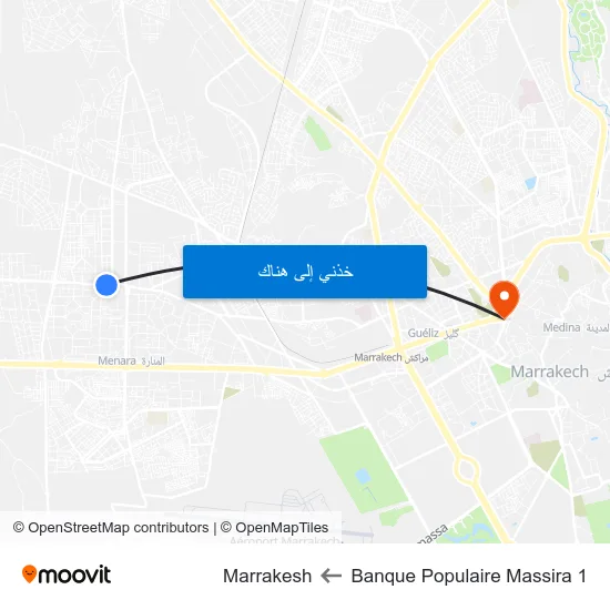 Banque Populaire Massira 1 to Marrakesh map