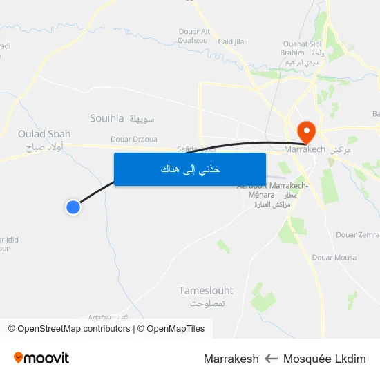 Mosquée Lkdim to Marrakesh map