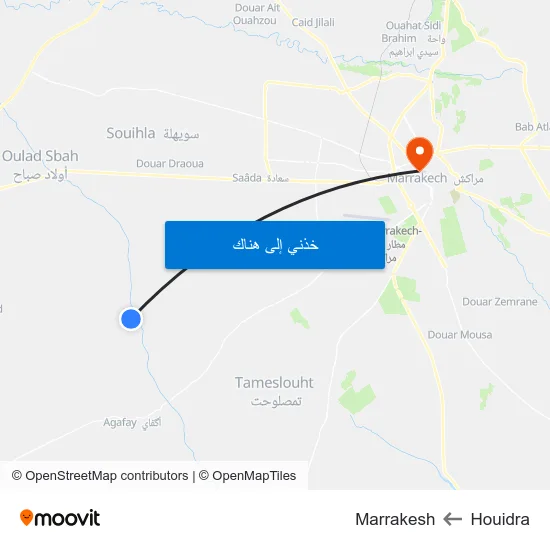 Houidra to Marrakesh map
